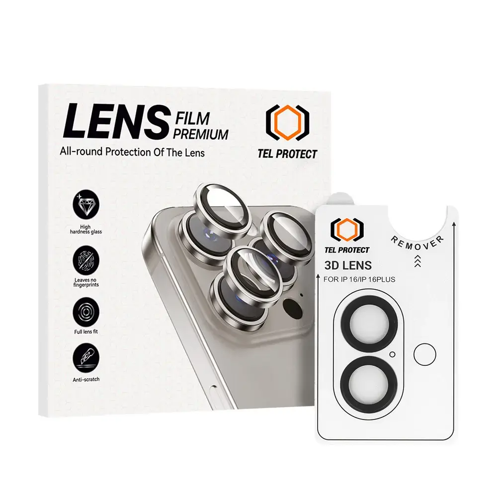 Tempered glass Tel Protect 3D Lens on camera for Iphone 17 black (lens 2 pieces)