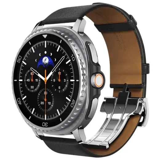 Spigen Enzo išmaniojo laikrodžio dirželis Samsung Galaxy Watch 8/Classic (40/44/46 mm) | odinis | juodas