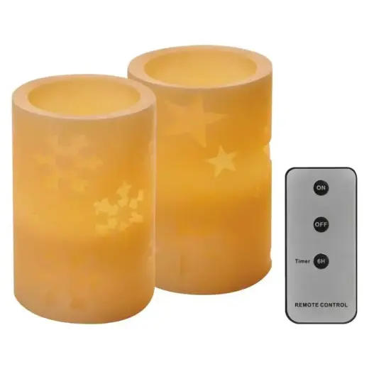LED decoration – 2× wax candle, 12.5 cm, 2× AA, controller, timer