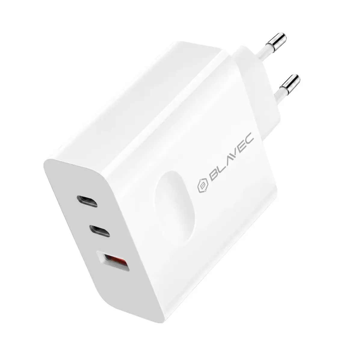 Blavec Wall charger BC-11 GaN - USB + 2xType C - QC PD 65W 3A with Type C to Type C cable (TCBC11G-U2CW653A) white
