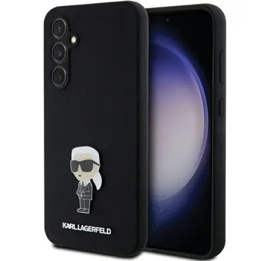 Karl Lagerfeld KLHCS23FEMHKNPK Ikonik Metal Pin maciņš telefonam Samsung Galaxy S23 FE melns