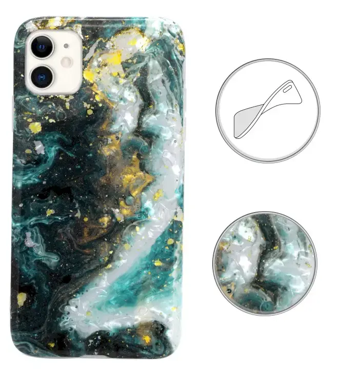 Fusion Marble Case Silicone Case For Apple iPhone 11 Green