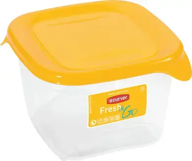 Pārtikas trauciņš kvadrāts 0,45L Fresh&Go dzeltens