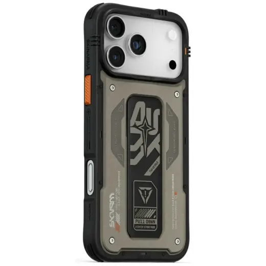 Etui Skinarma Aegis do iPhone 17 Pro Max  Magnetic Charging + Grip Stand szary