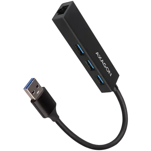 AXAGON HMA-GL3A 3x USB-A + GLAN, USB3.2 Gen 1 hub, metal, 20cm USB-A cable