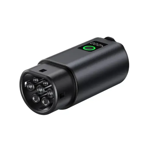 V2L Type 2 Adapter - Schuko 3500W with power display and case - black