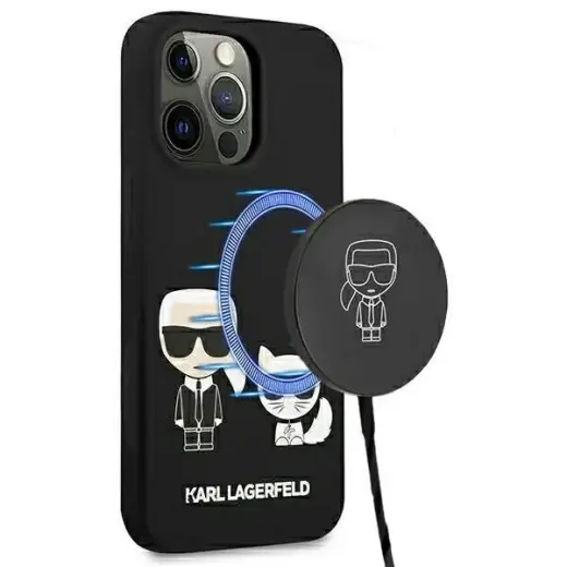 Karl Lagerfeld KLHMP13LSSKCK iPhone 13 Pro | 13 6,1" hardcase czarny|black Silicone Karl & Choupette Magsafe