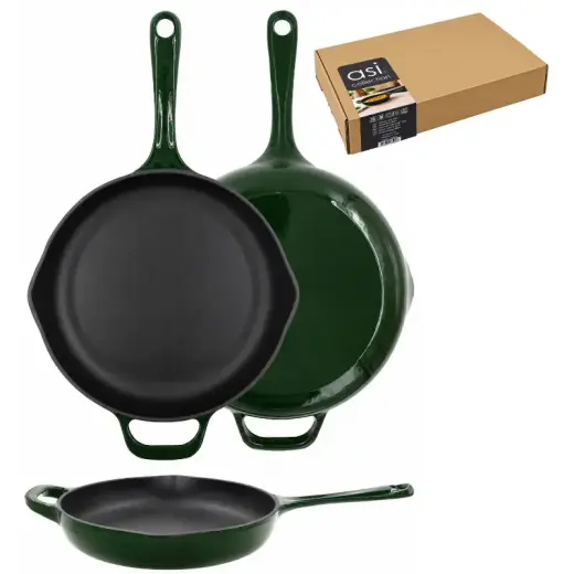 Cast iron frying pan 28 cm, green