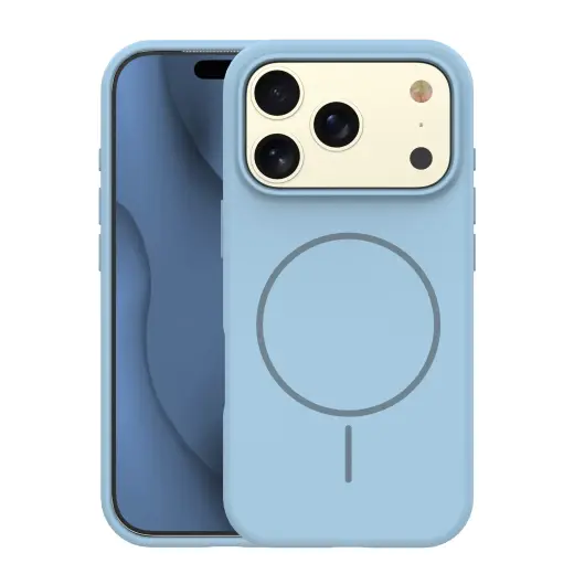 Silicone Thin Mag maciņš ar MagSafe atbalstu telefonam iPhone 17 Pro zils