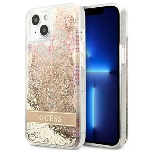 Guess GUHCP13MLFLSD iPhone 13 6,1" złoty|gold hardcase Paisley Liquid Glitter