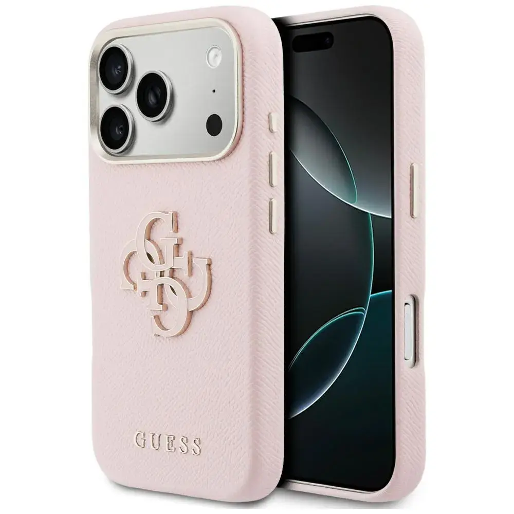 Guess FW Resin Logo maciņš telefonam iPhone 17 Pro Max rozā