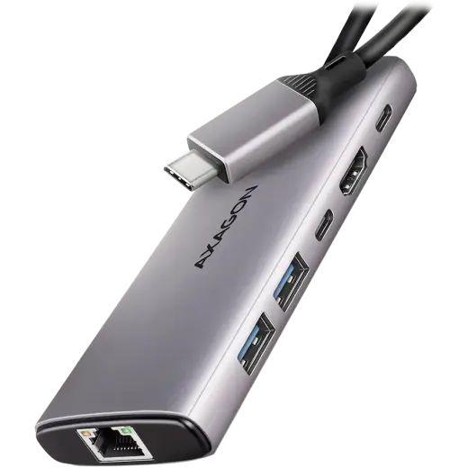 AXAGON HMC-6G2L 2x USB-A 10Gbps, 1x USB-C 10Gbps, 4K/60Hz HDMI, RJ-45, USB 3.2 Gen 2 hub, PD 100W, 15cm USB-C cable