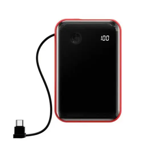 Baseus Mini S Digital Display 3A Power Bank 10000mAh (With Type-C Cable) Red