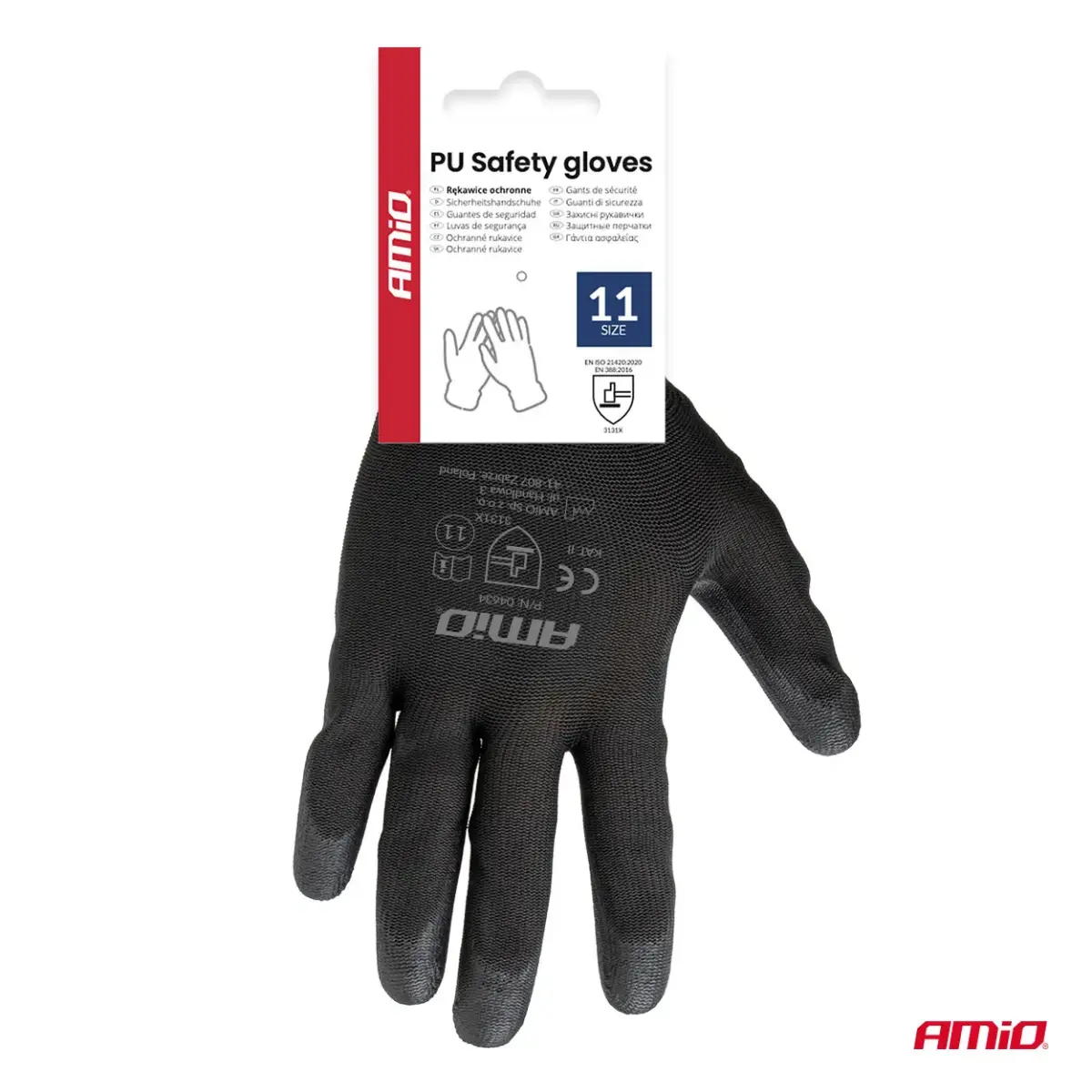 PU Safety gloves 4 pcs Size 11 (2 pairs), 3131X AMIO-04634