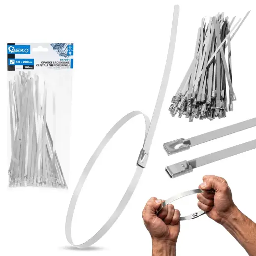 Stainless steel cable ties 4.6x200 mm, 100 pcs