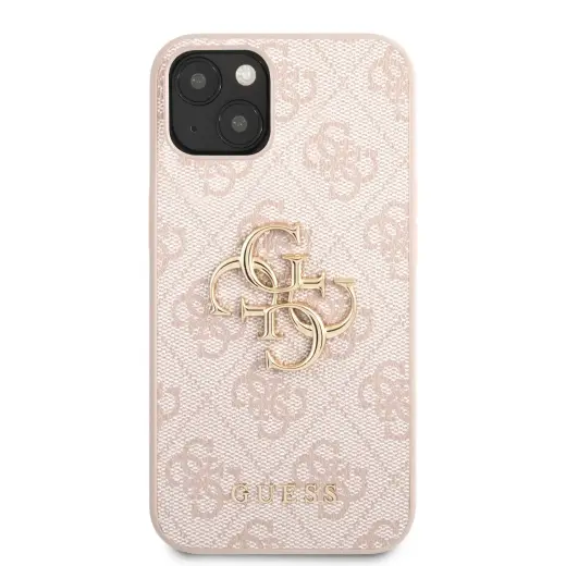 Guess PU 4G metāla logo korpuss iPhone 13 rozā krāsā