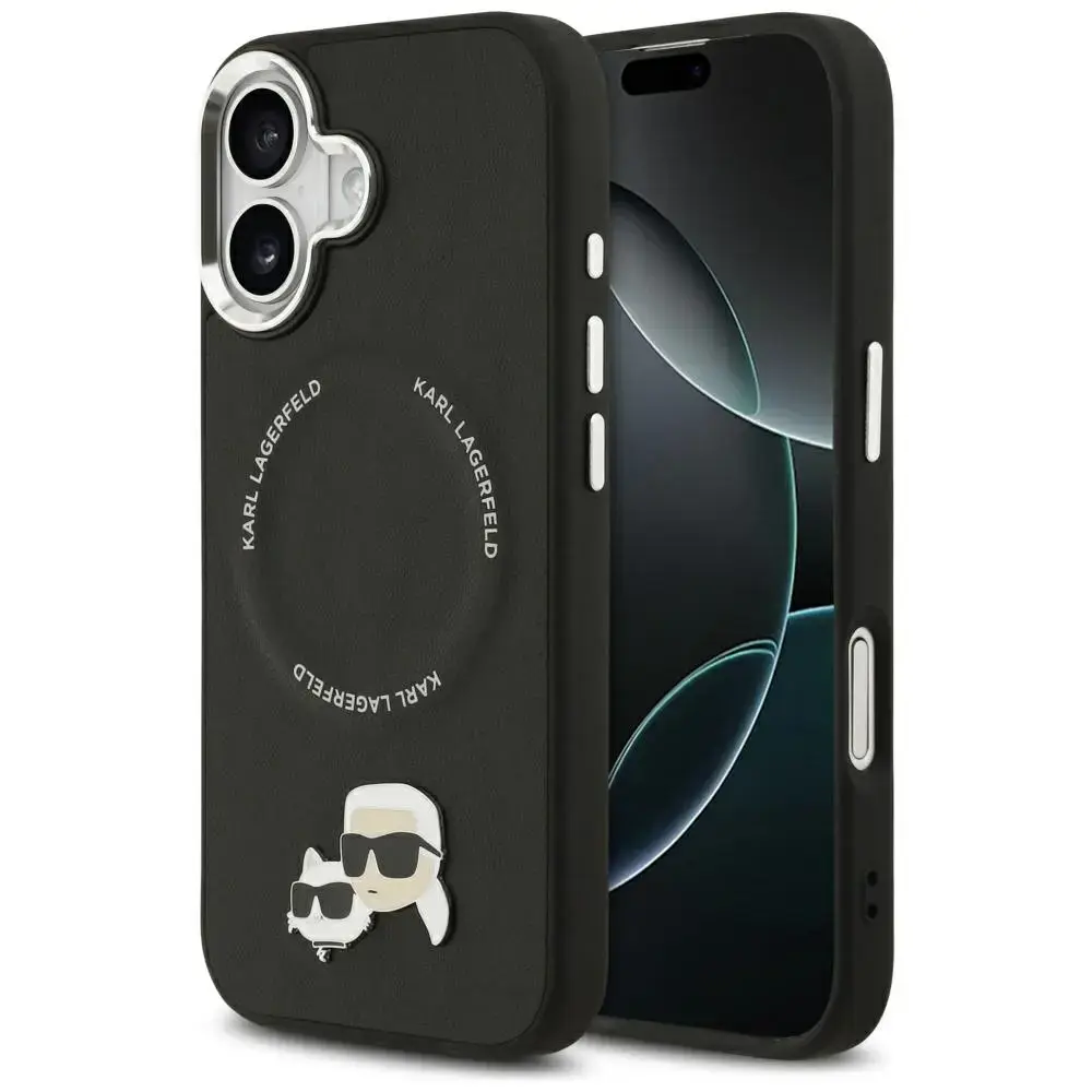 Karl Lagerfeld Karl & Choupette Pins MagSafe Case for iPhone 17 Black