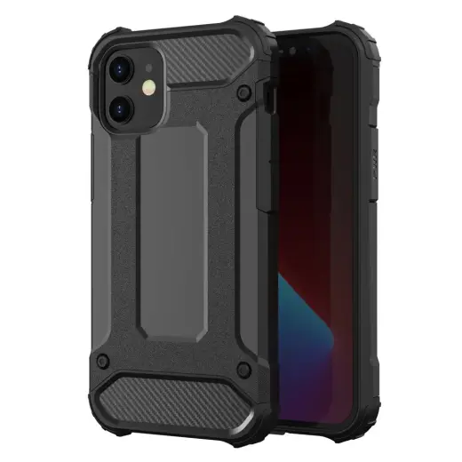 Hybrid Armor Tough Rugged phone case for iPhone 12 Pro Max black