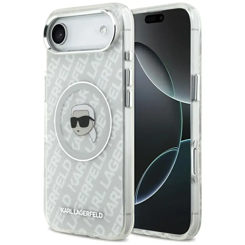 Karl Lagerfeld IML Karl Head Logo maciņš ar MagSafe atbalstu telefonam iPhone 17 Air pelēks