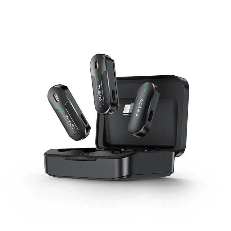 YESIDO KR17 MICROPHONE MEMS 2PCS WITH CLIP TYPE-C WIRELESS 2,4GHz BLACK