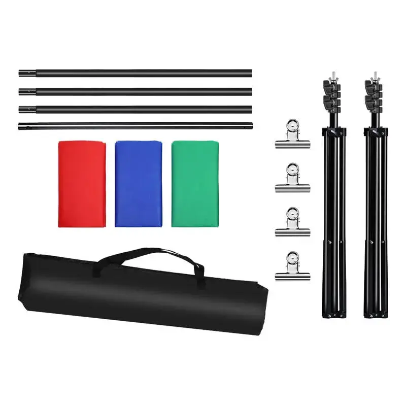 Puluz 2x3m photo backdrop set/stand + photo backdrops 3 pcs PKT5205
