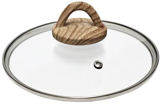 Vāks stikla Amber 20cm, ar koka imitācijas rokturi