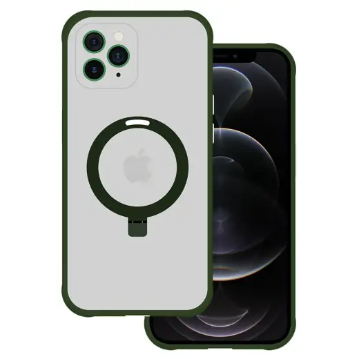 Tel Protect Magical maciņš ar statīvu un MagSafe atbalstu telefonam iPhone 11 Pro zaļš