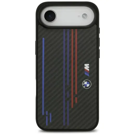 BMW M Kevlar Lines & Logo telefoniümbris MagSafe toega iPhone 17 Air jaoks, must