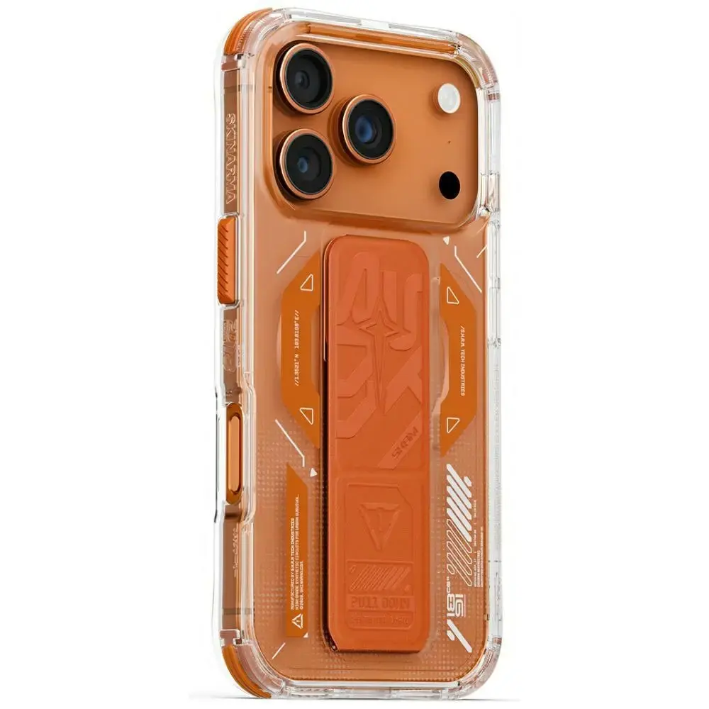 Skinarma Helio Case for iPhone 17 Pro Magnetic Charging + Grip Stand Orange