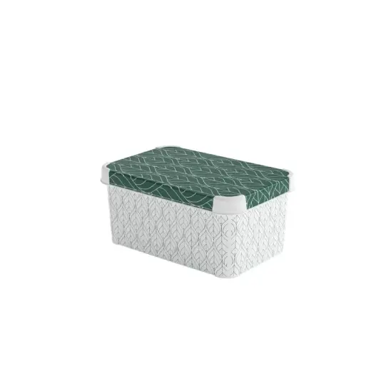 Коробка с крышкой Deco Stockholm S 29,5x19,5x13,5 см Зелёные листья