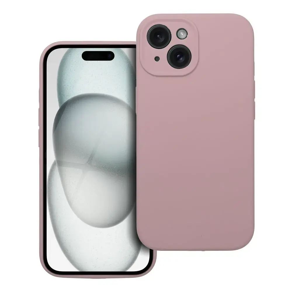 SILICONE 2mm telefoni ümbris iPhone 15 liivakarva roosa