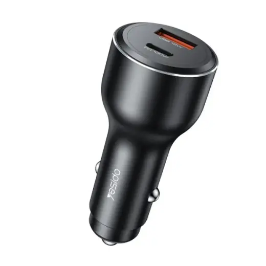 Yesido Y65 automobilinis įkroviklis | 18W | QC | USB-A, USB-C | juodas