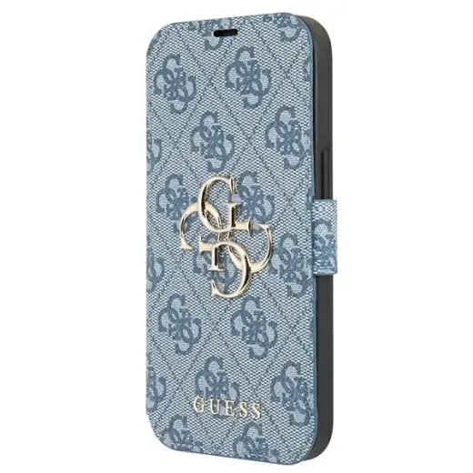 GUBKP13M4GMGBL Guess PU 4G Metal Logo Book Case for iPhone 13 Blue