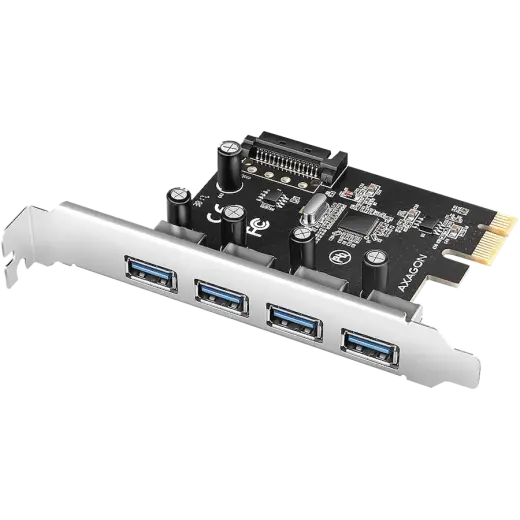 AXAGON PCEU-430RS PCIe card - 4x USB 5Gbps port, SATA power, Renesas PD720201, SP