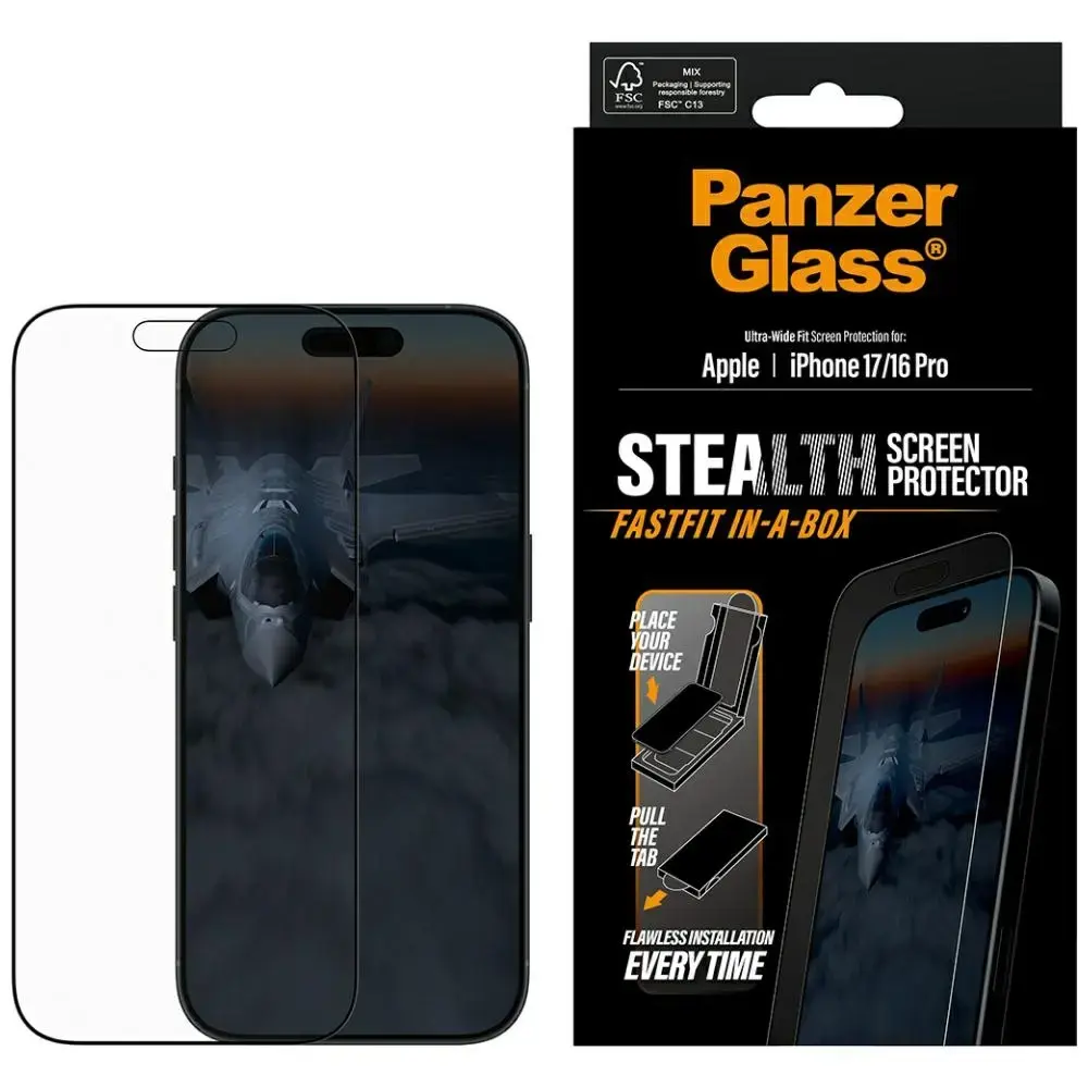 PanzerGlass Stealth Ultra-Wide Fit Fastfit Tempered Glass for iPhone 17 | 16 Pro