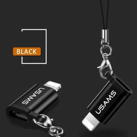 USAMS Adapter microUSB-lightningze smyczą czarny|black SJ152ML01 (US-SJ152)