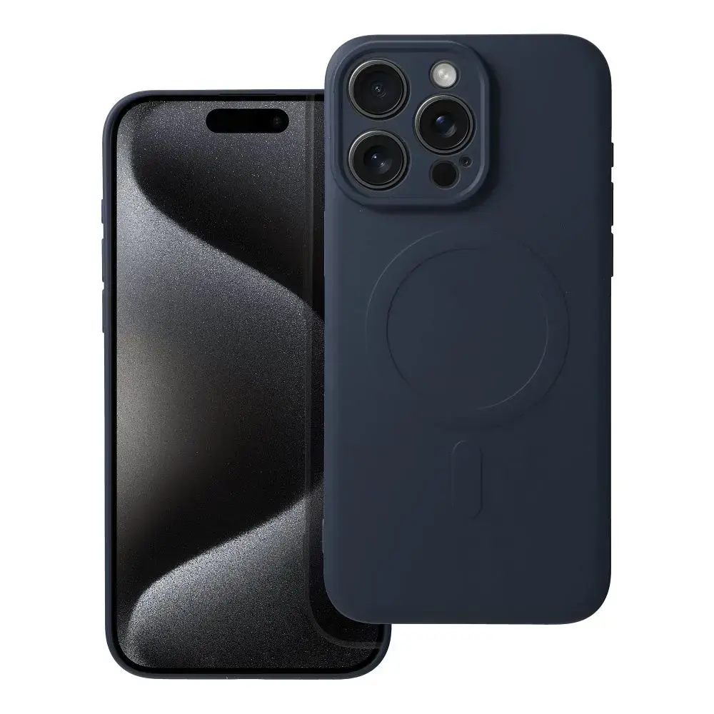 Silicone Mag Cover maciņš ar MagSafe atbalstu telefonam iPhone 15 Pro Max zils