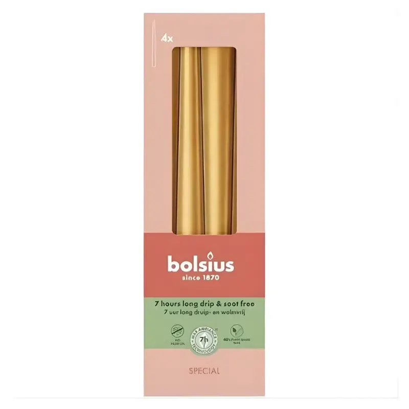 Table candles 4 pcs. in a box 245/24mm gold