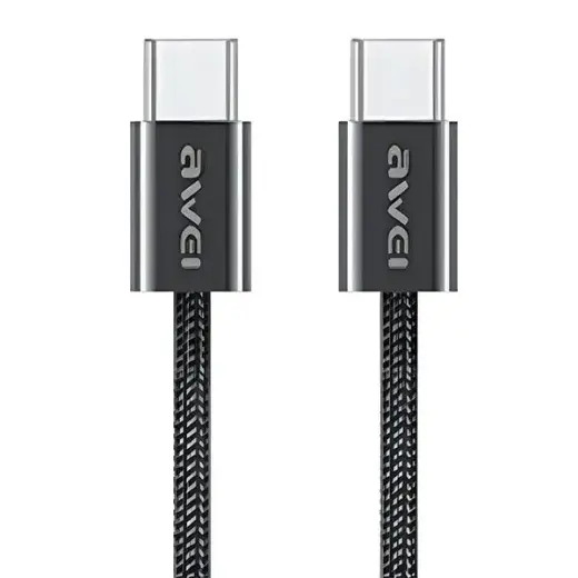 AWEI CL-219T datu pārraides un uzlādes vads | USB-C uz USB-C | 60W | melns