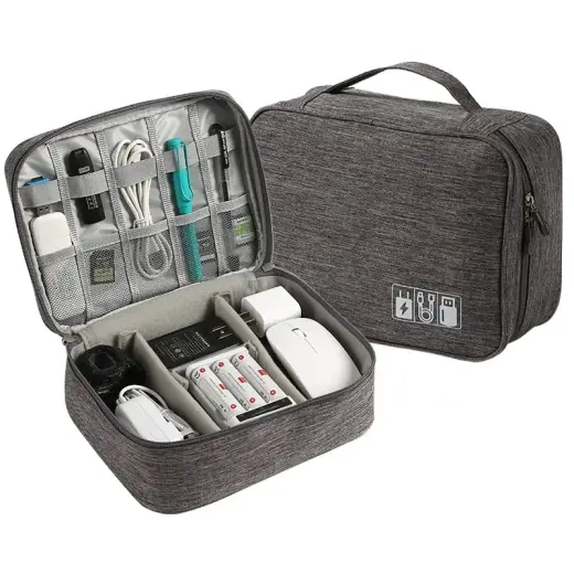 CABLES, CHARGERS CASE ORGANIZER GREY 1 SLIDER