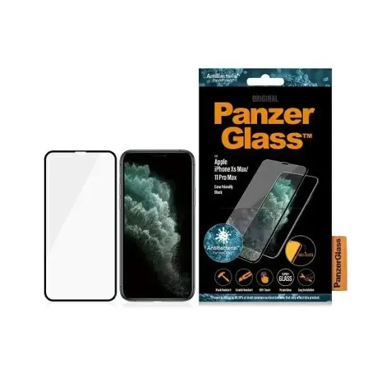 PanzerGlass E2E Super+ антибактериальное защитное стекло для iPhone XS Max | 11 Pro Max - с черной рамкой