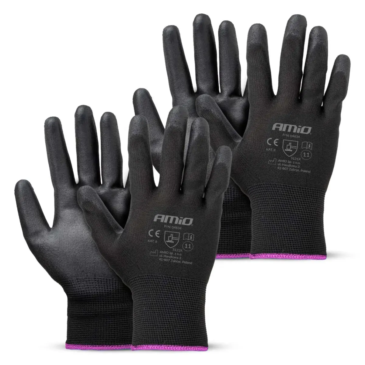 PU Safety gloves 4 pcs Size 11 (2 pairs), 3131X AMIO-04634