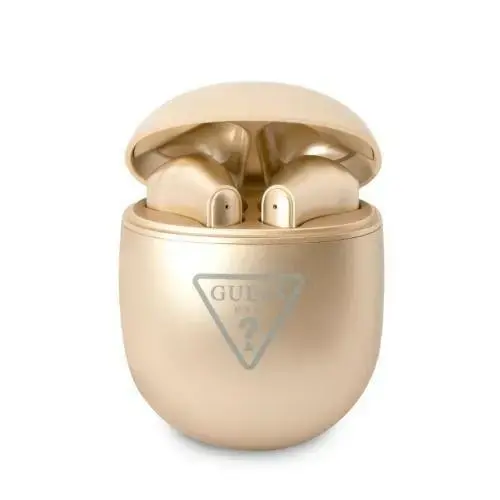 Guess GUTWST82TRD TWS Bluetooth headphones + gold|gold Triangle Logo docking station