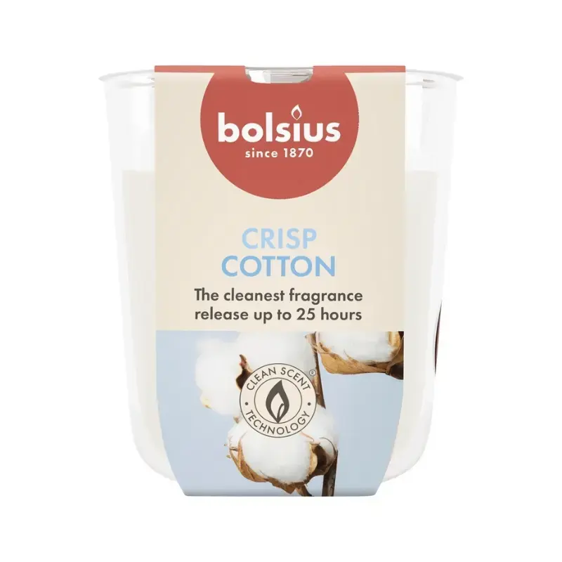 Svece arom. stikla gl. True Scents Ø80x73mm fresh cotton