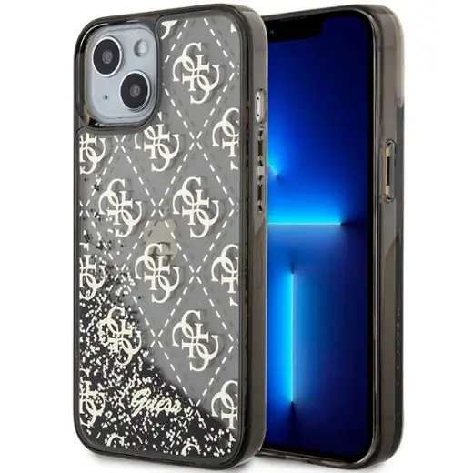Guess GUHCP14SLC4PSGK iPhone 14 6.1" czarny|black hardcase Liquid Glitter 4G Transculent