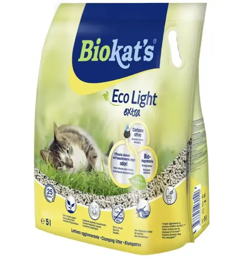 Ekoloģiskie pakaiši kaķu tualetēm - Gimborn Biokat's Eco LIGHT EXTRA 5L