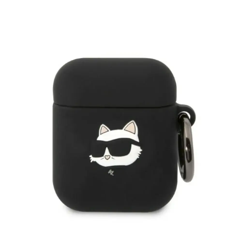 Karl Lagerfeld 3D Logo NFT Choupette Head Silicone Case for Airpods 1|2 Black