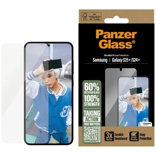 PanzerGlass Ultra-Wide tempered glass for phone Samsung Galaxy S25 Plus