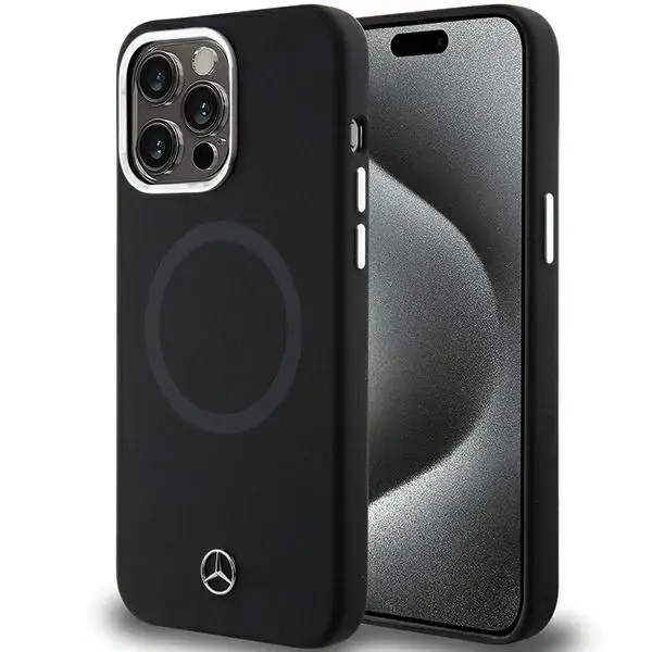 Mercedes MEHMP15L23SCMK iPhone 15 Pro  6.1" czarny|black hardcase Silicone Bicolor MagSafe
