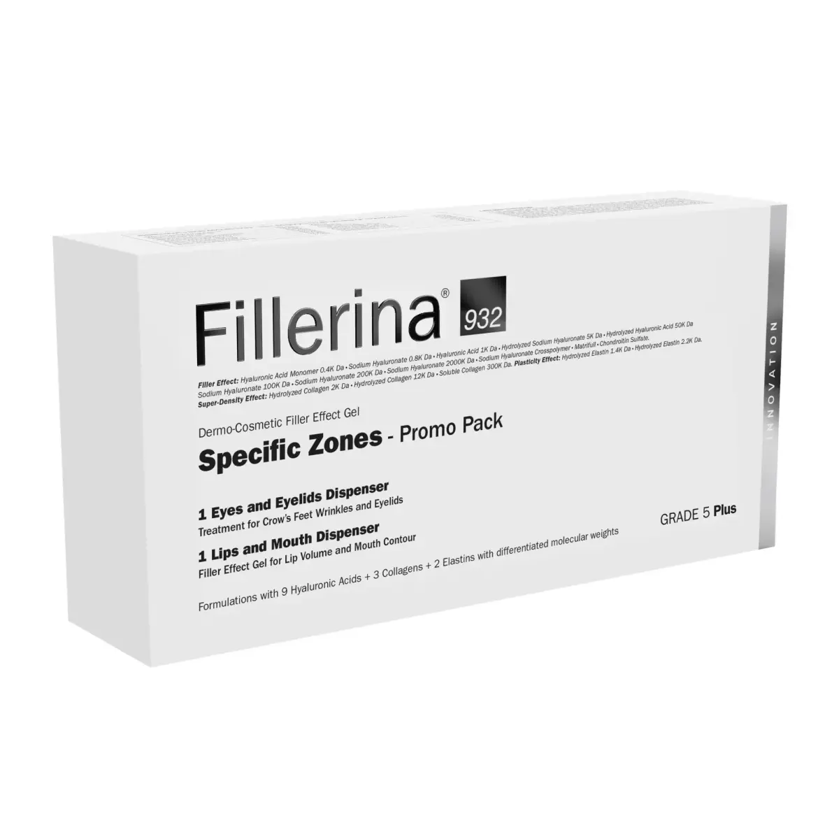 Set Labo: Fillerina 932 Specific Zones Grade 5 Plus, Anti-Wrinkle, Day & Night, Local Treatment Cream, For Eyes & Eyelids, 15 ml + Fillerina 932 Specific Zones Grade 5 Plus, Hyaluronic Acid, Volumizing, Local Treatment Cream, For Lips, 7 ml